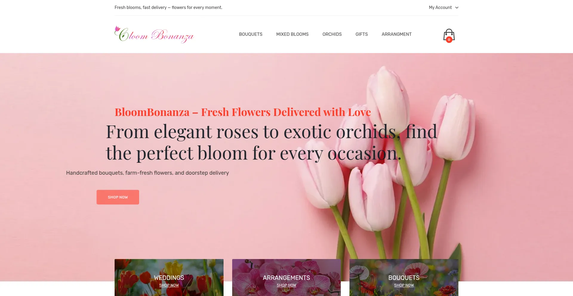Website screenshot of Bloombonanza.com
