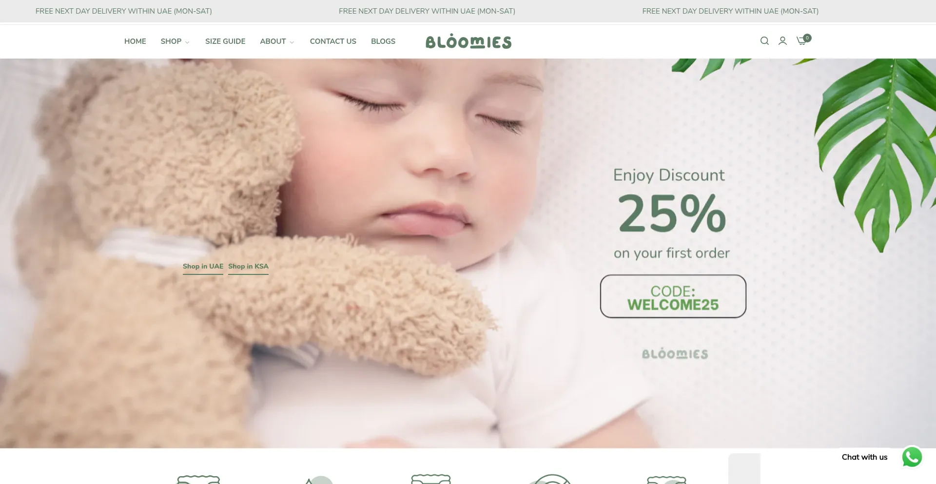 Website screenshot of Bloomies-me.com