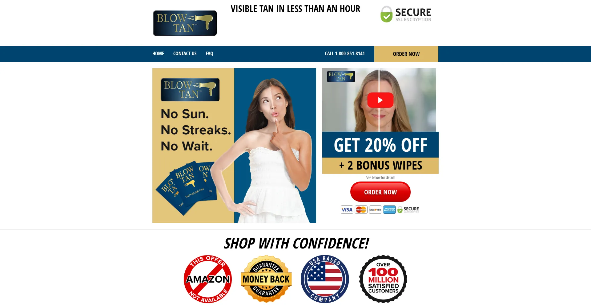 Website screenshot of Blowtan.com