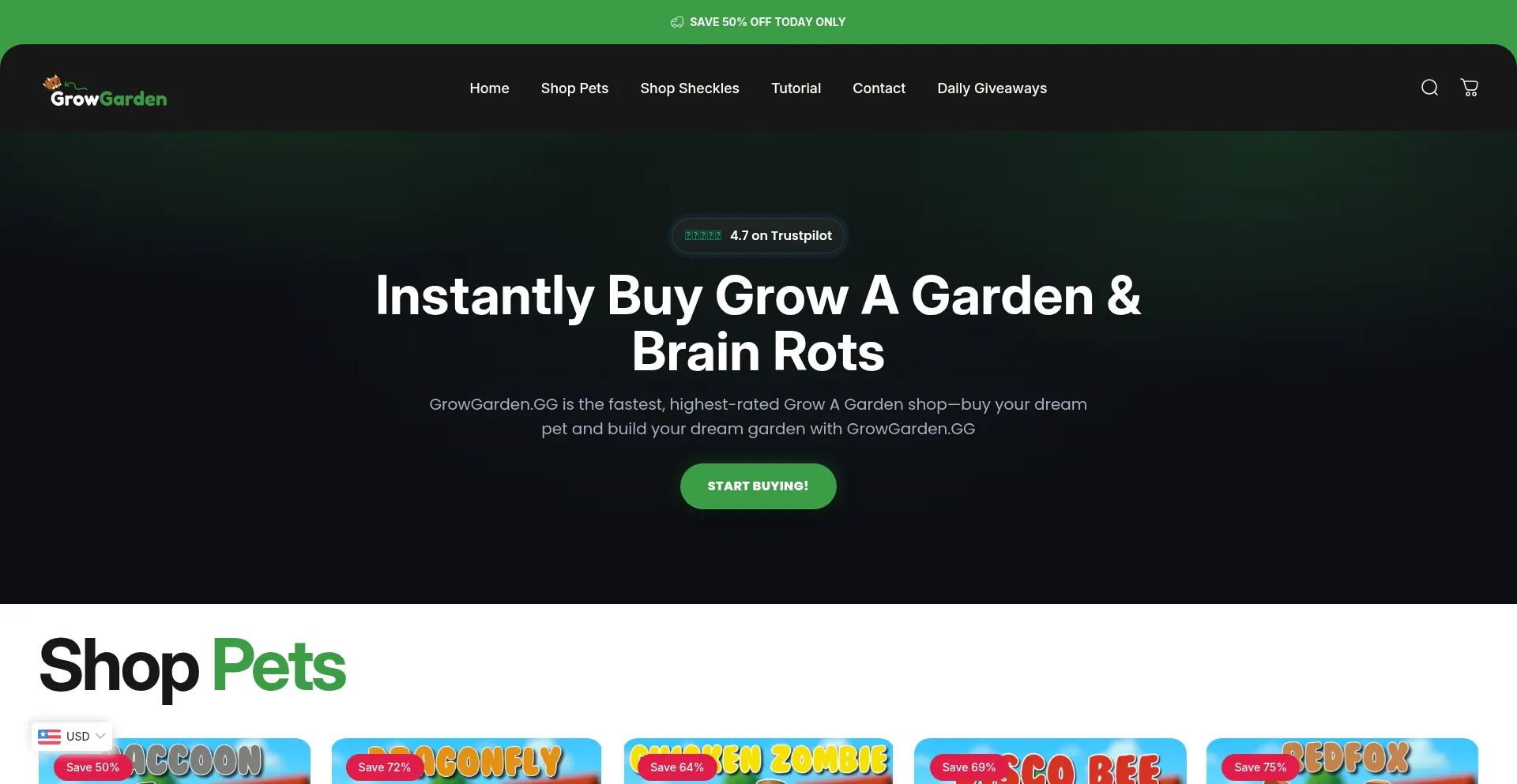 Website screenshot of Blox.garden