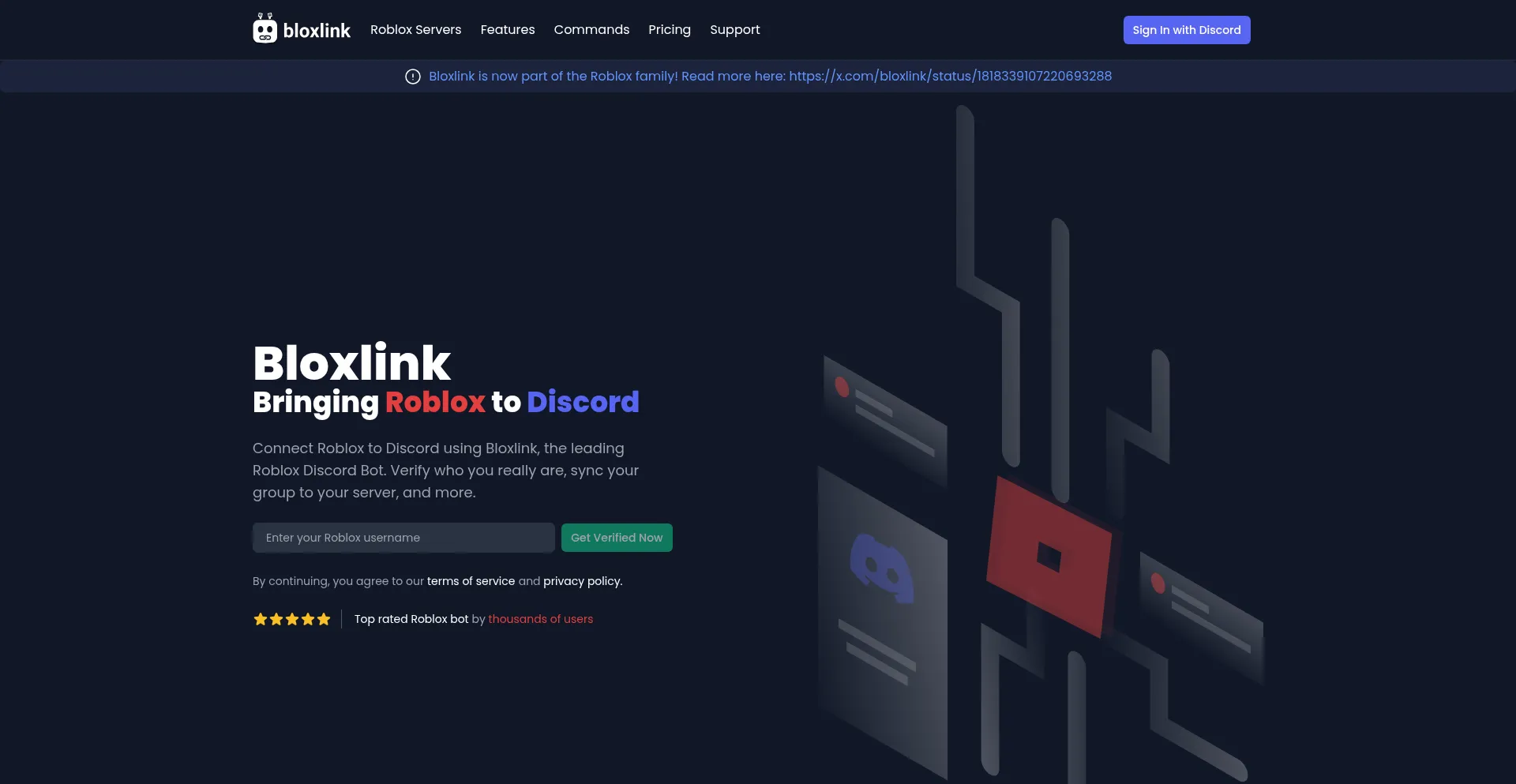 Website screenshot of Blox.link