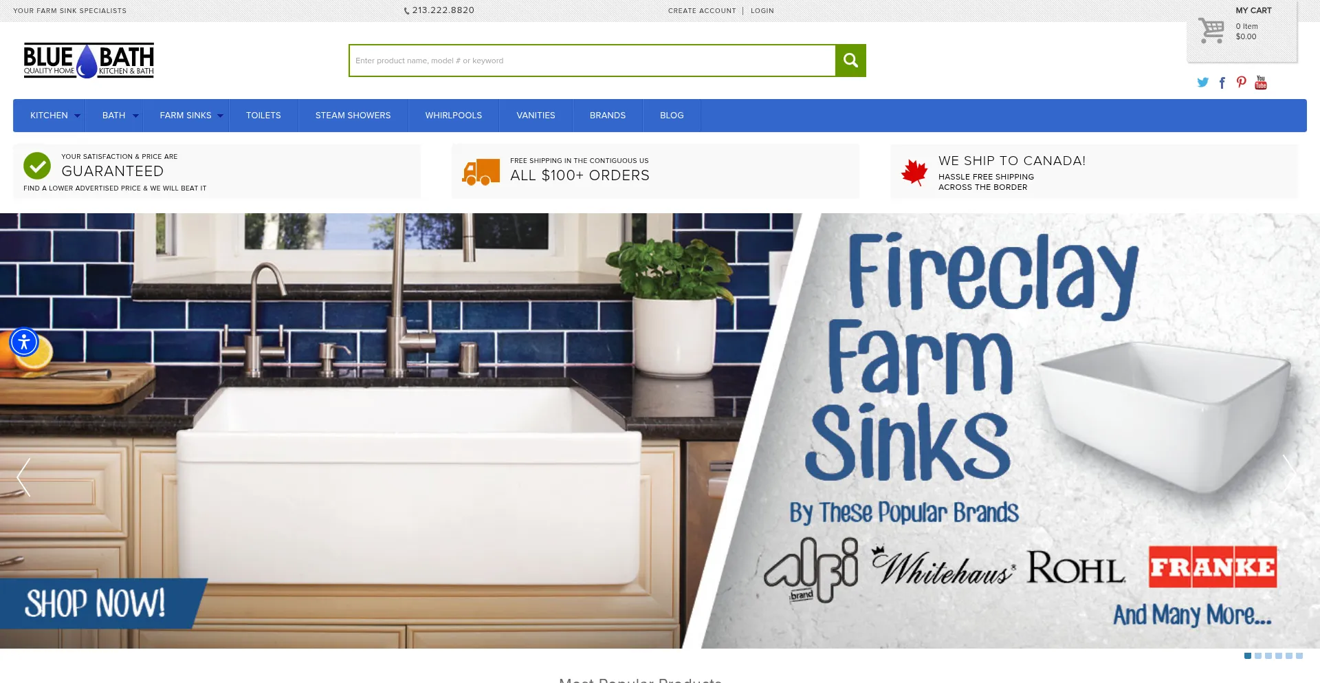Website screenshot of Bluebath.com