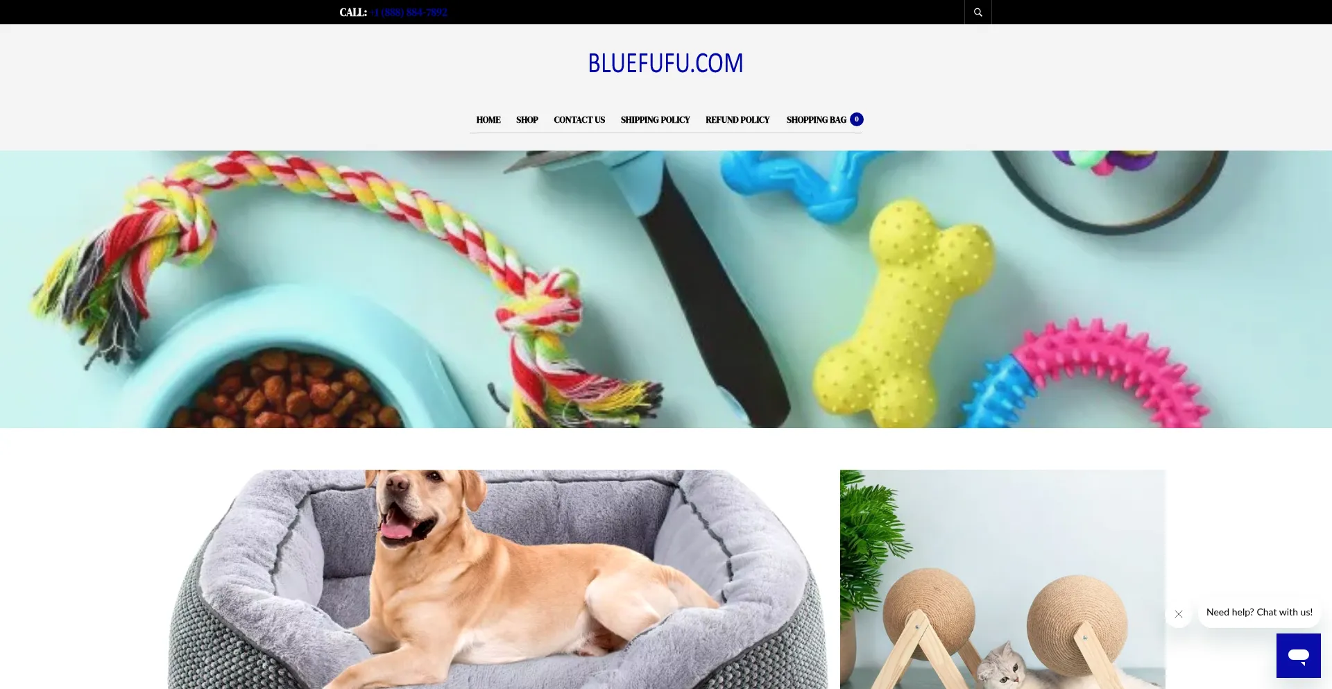 Website screenshot of Bluefufu.com