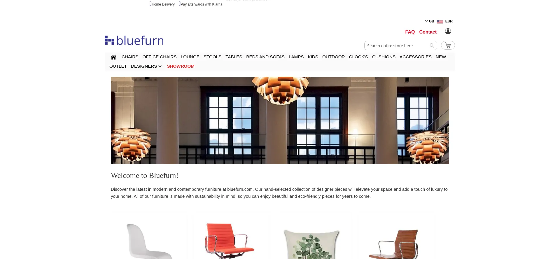Website screenshot of Bluefurn.com