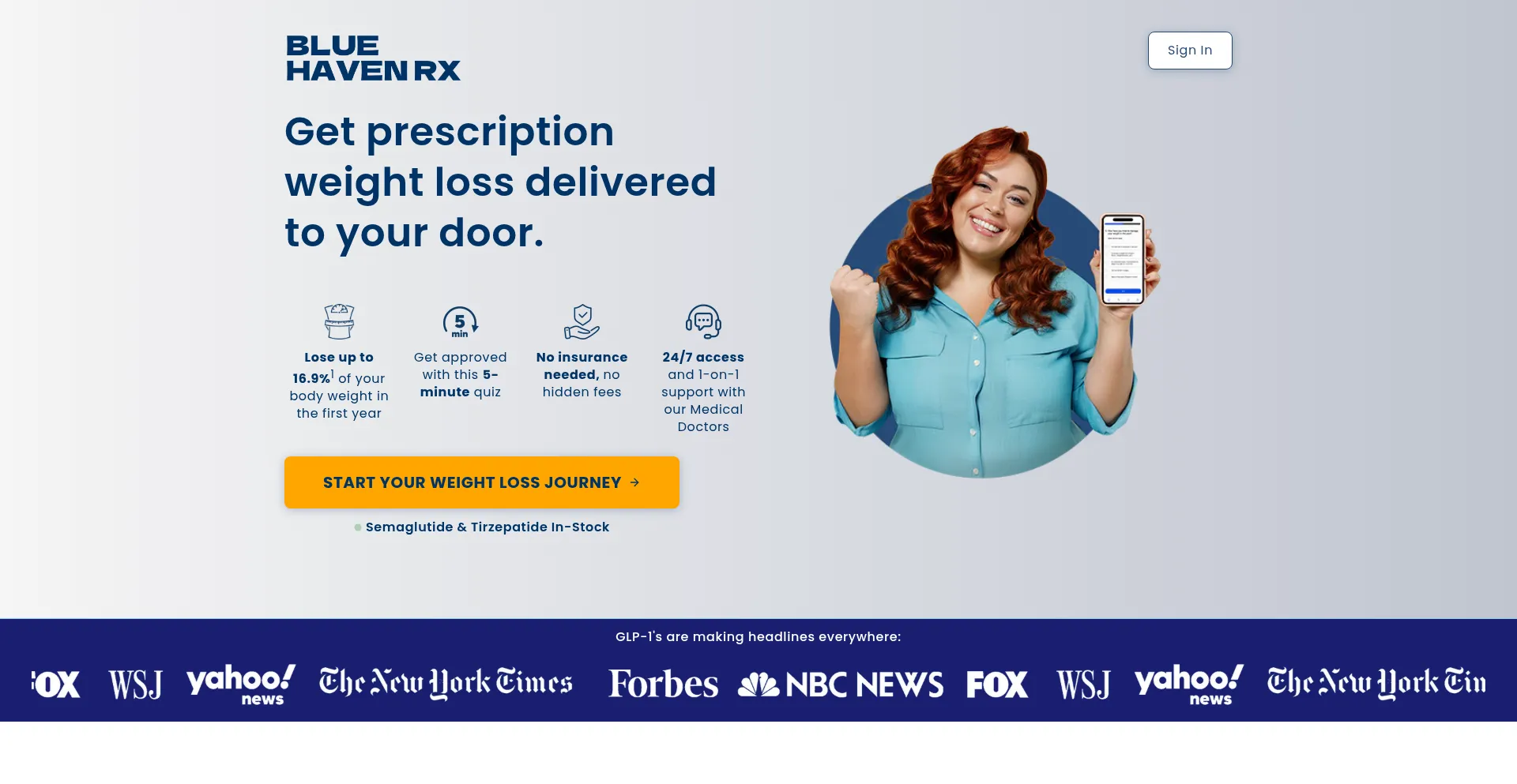 Website screenshot of Bluehavenrx.com