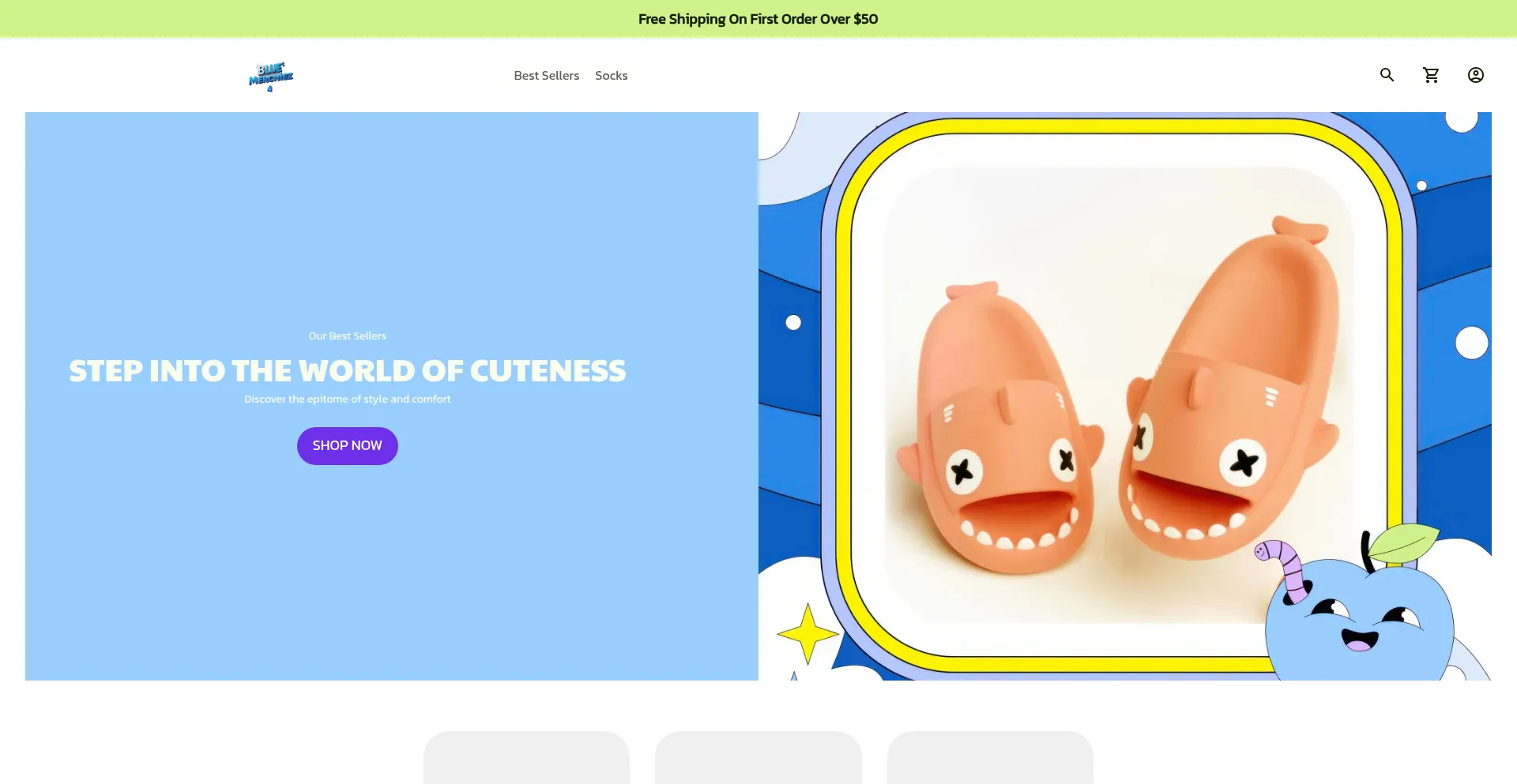 Website screenshot of Bluemerchiez.com