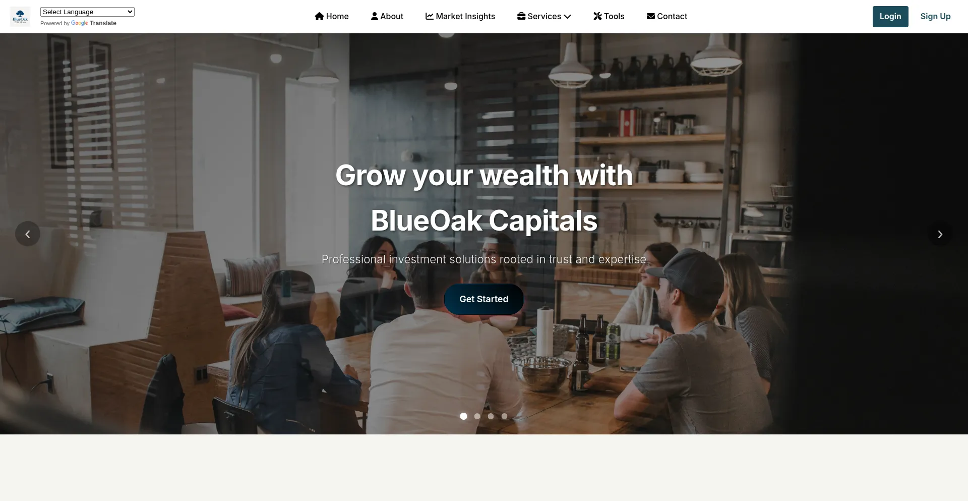 Website screenshot of Blueoak-capitals.com
