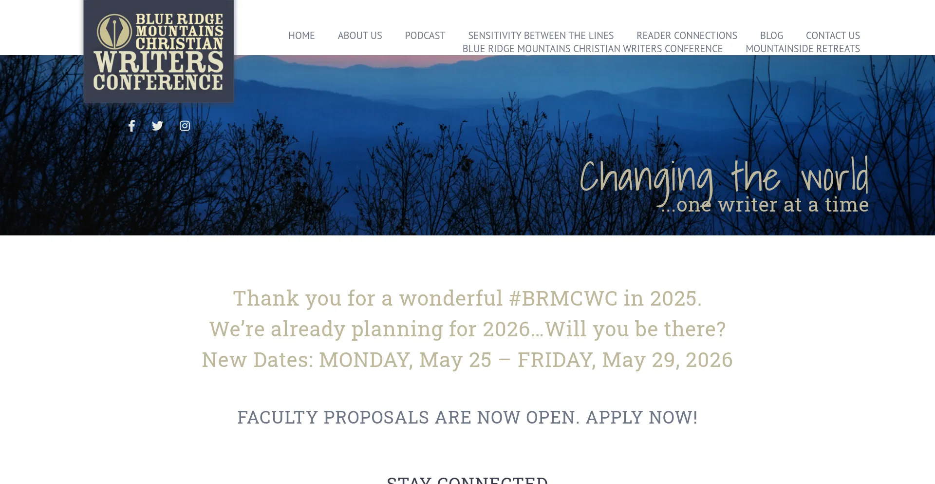 Website screenshot of Blueridgeconference.com