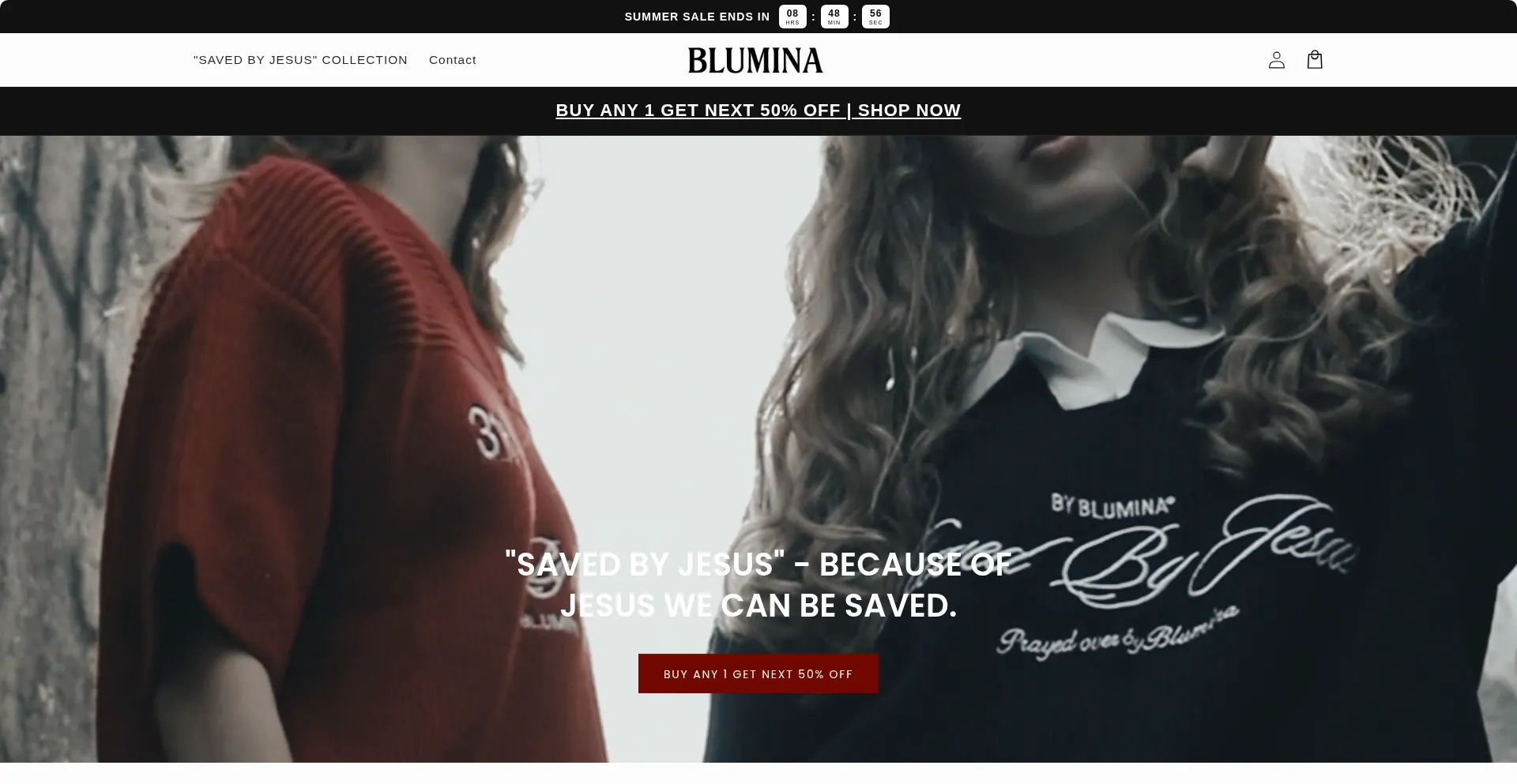 Website screenshot of Blumina.store