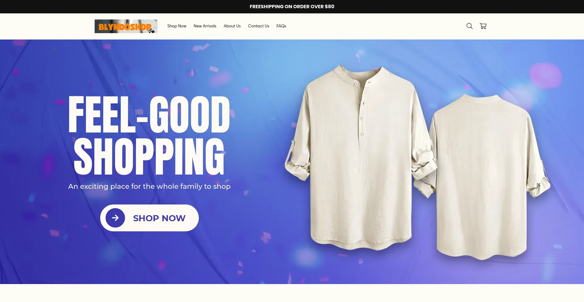 Website screenshot of Blyndoshop.com