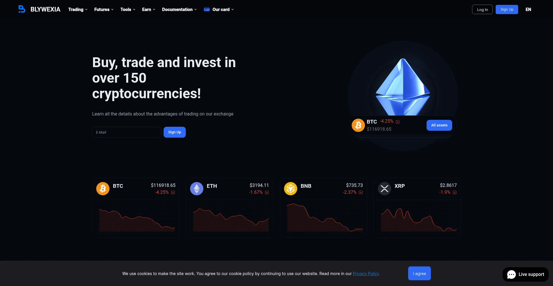 Website screenshot of Blywexia.com