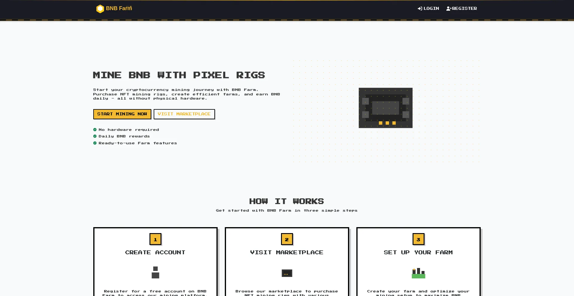 Website screenshot of Bnbfarm.io