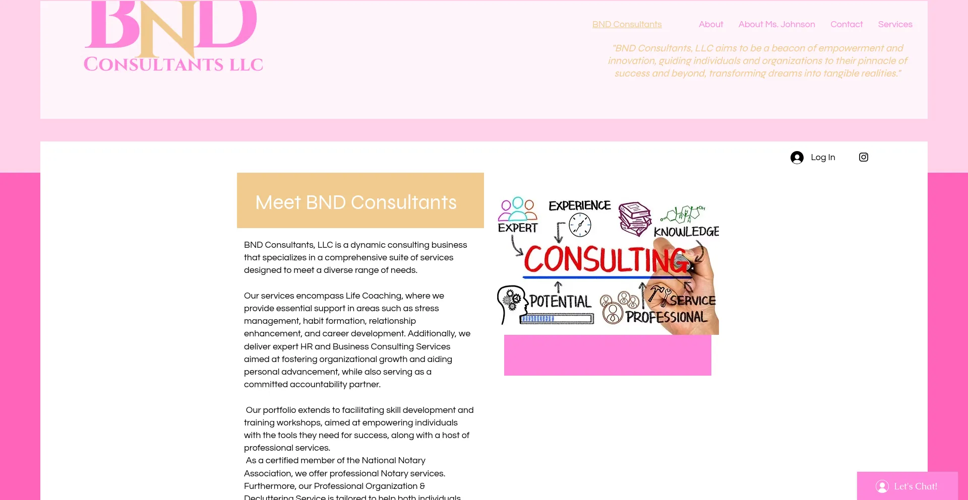 Website screenshot of Bndconsultantsllc.com