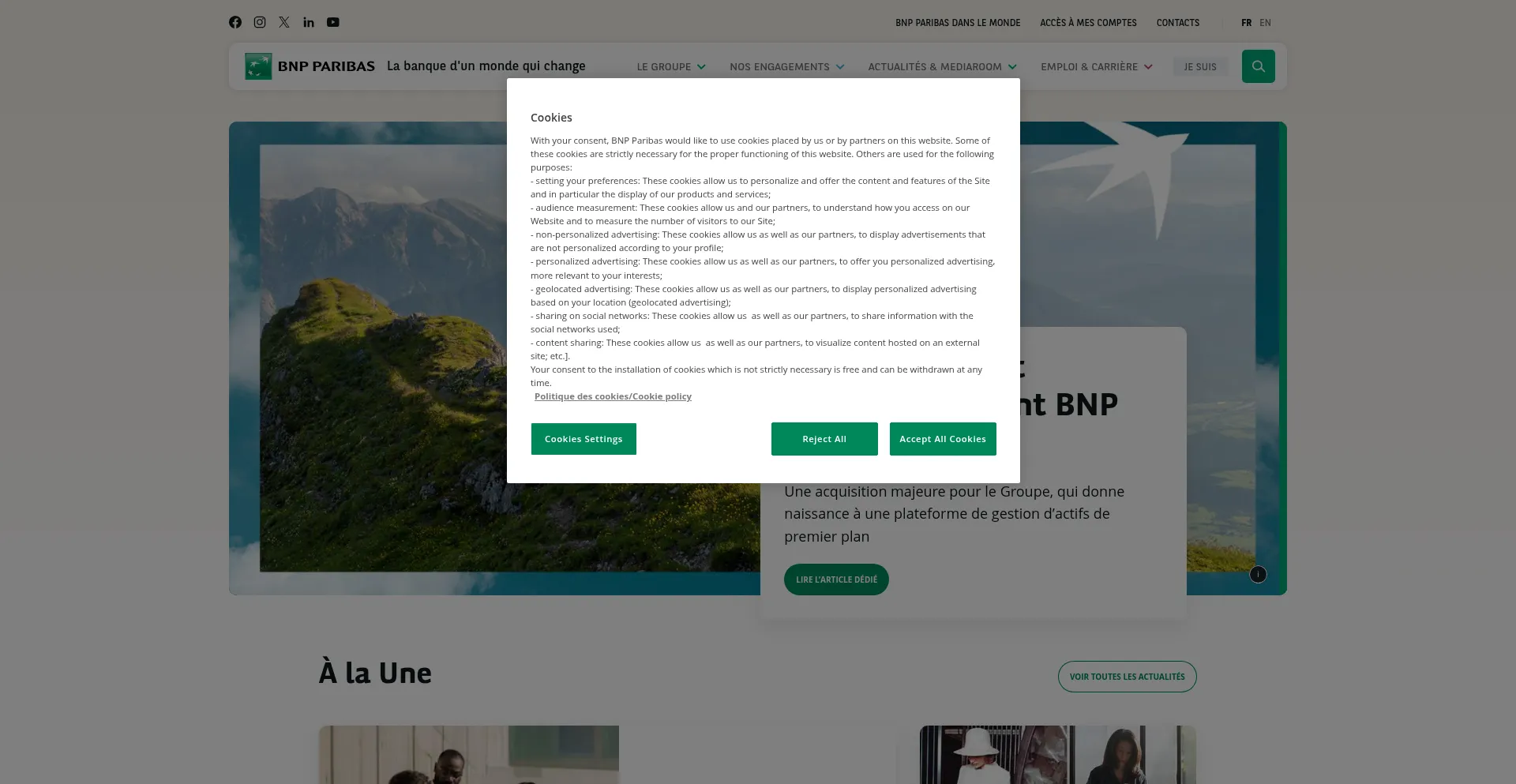 Website screenshot of Bnpparibas.com
