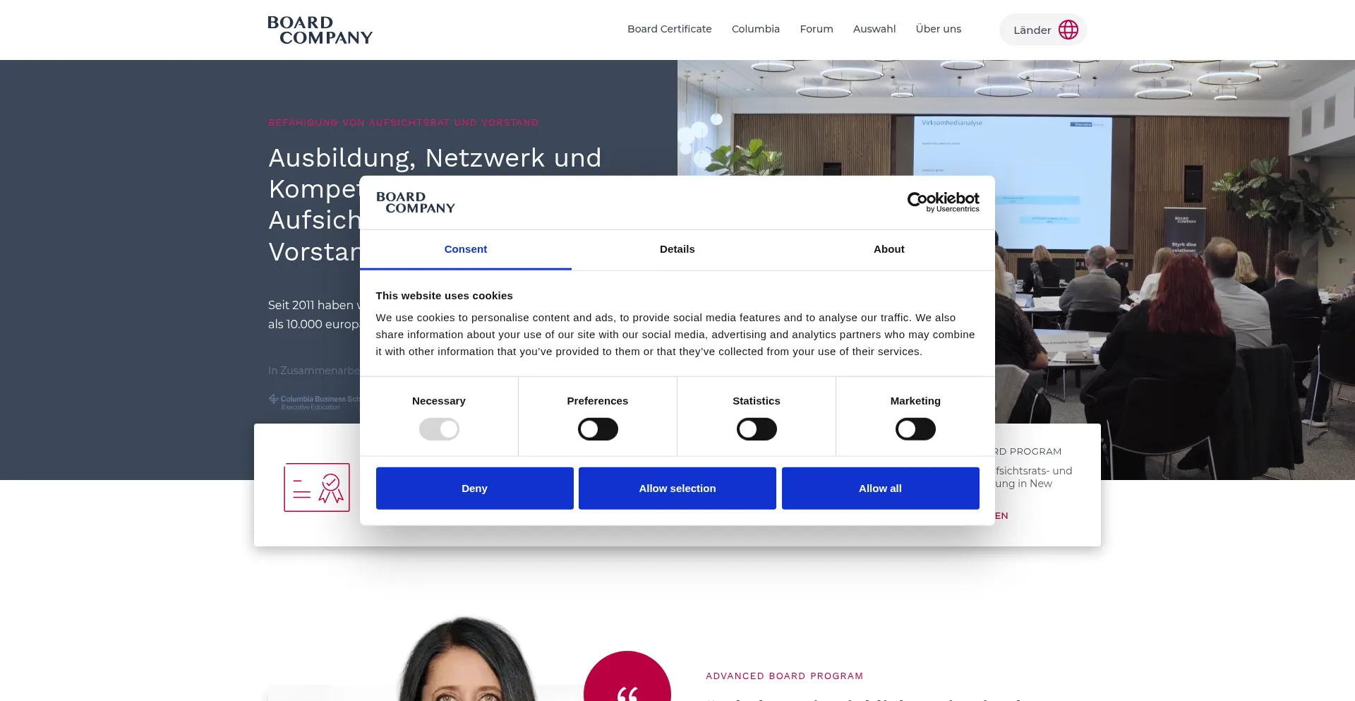 Website screenshot of Boardcompany.de
