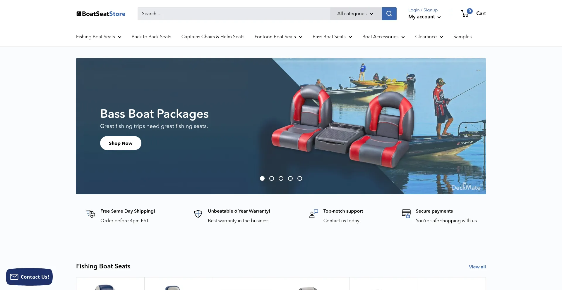 Website screenshot of Boatseatstore.com
