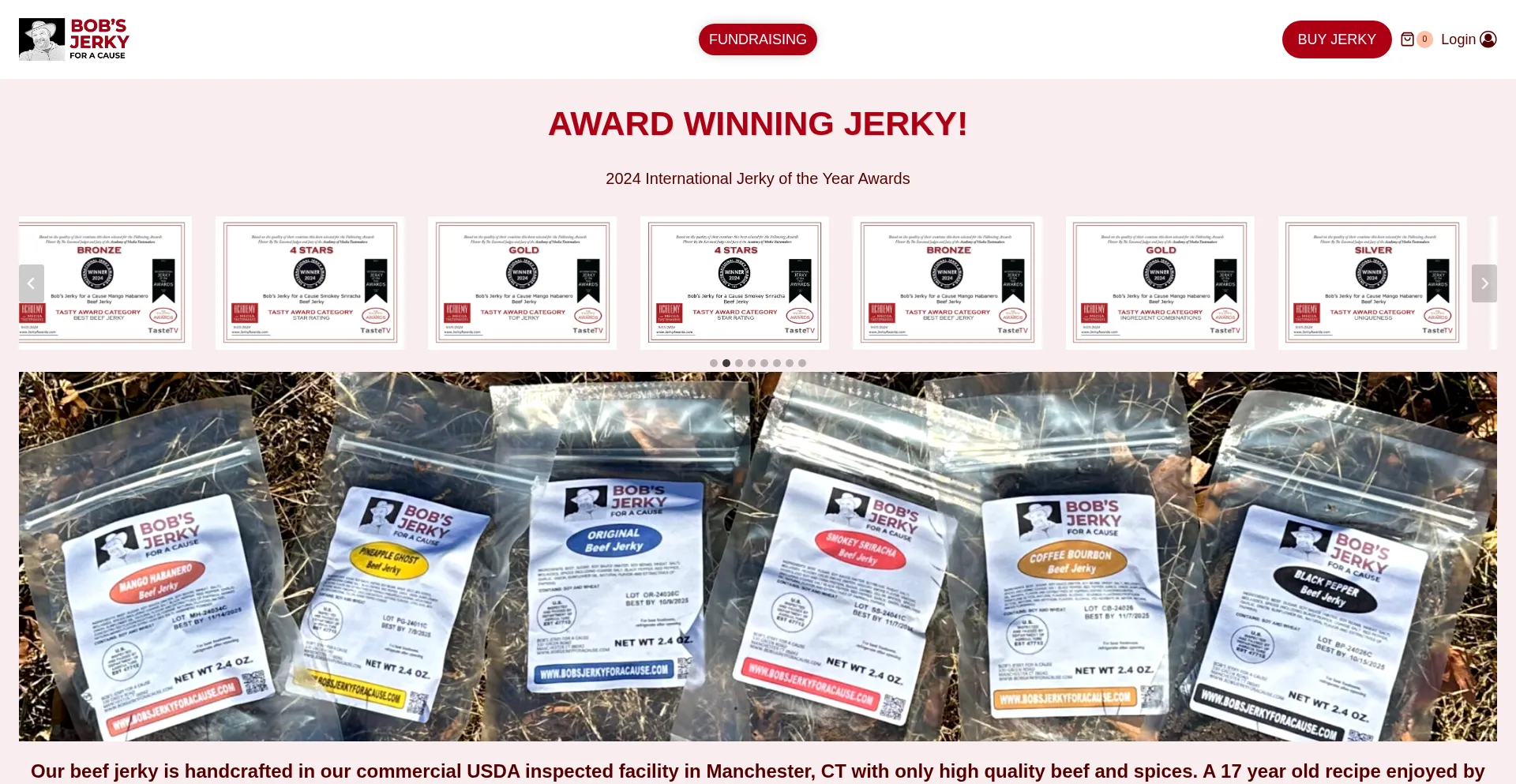 Website screenshot of Bobsjerkyforacause.com