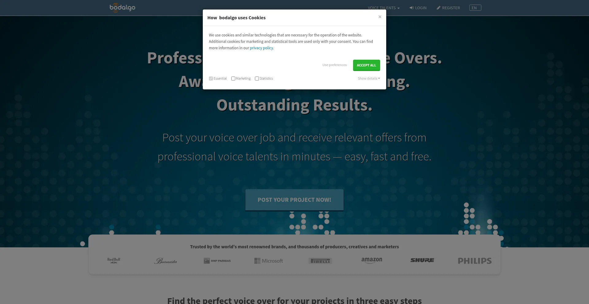 Website screenshot of Bodalgo.com