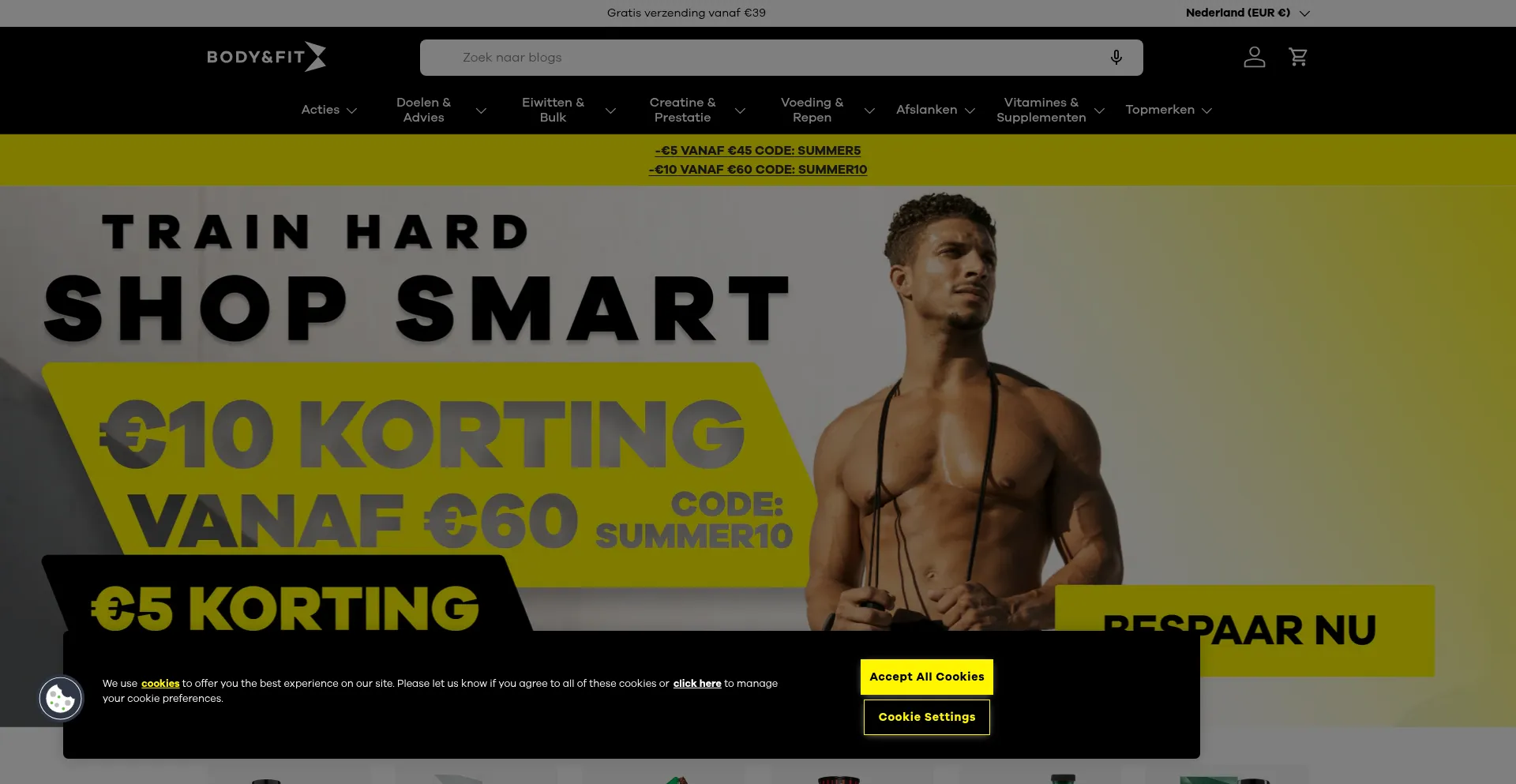 Website screenshot of Bodyandfit.com