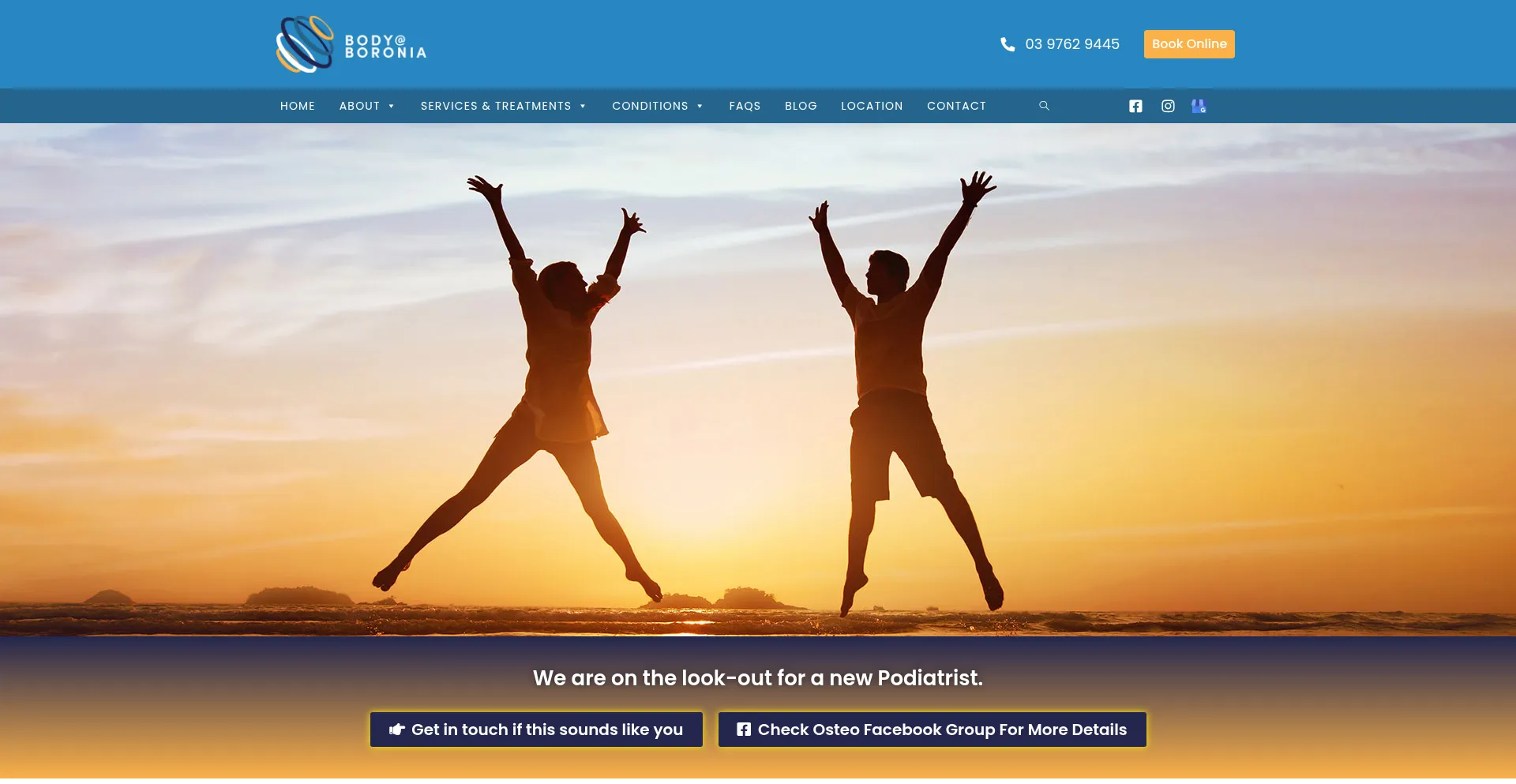 Website screenshot of Bodyatboronia.com.au