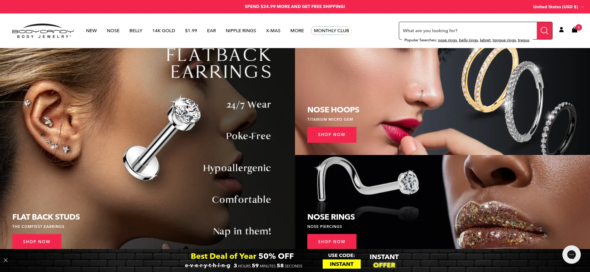 Website screenshot of Bodycandy.com