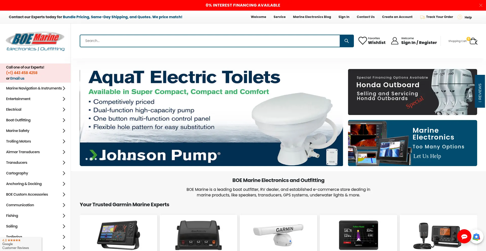 Website screenshot of Boemarine.com