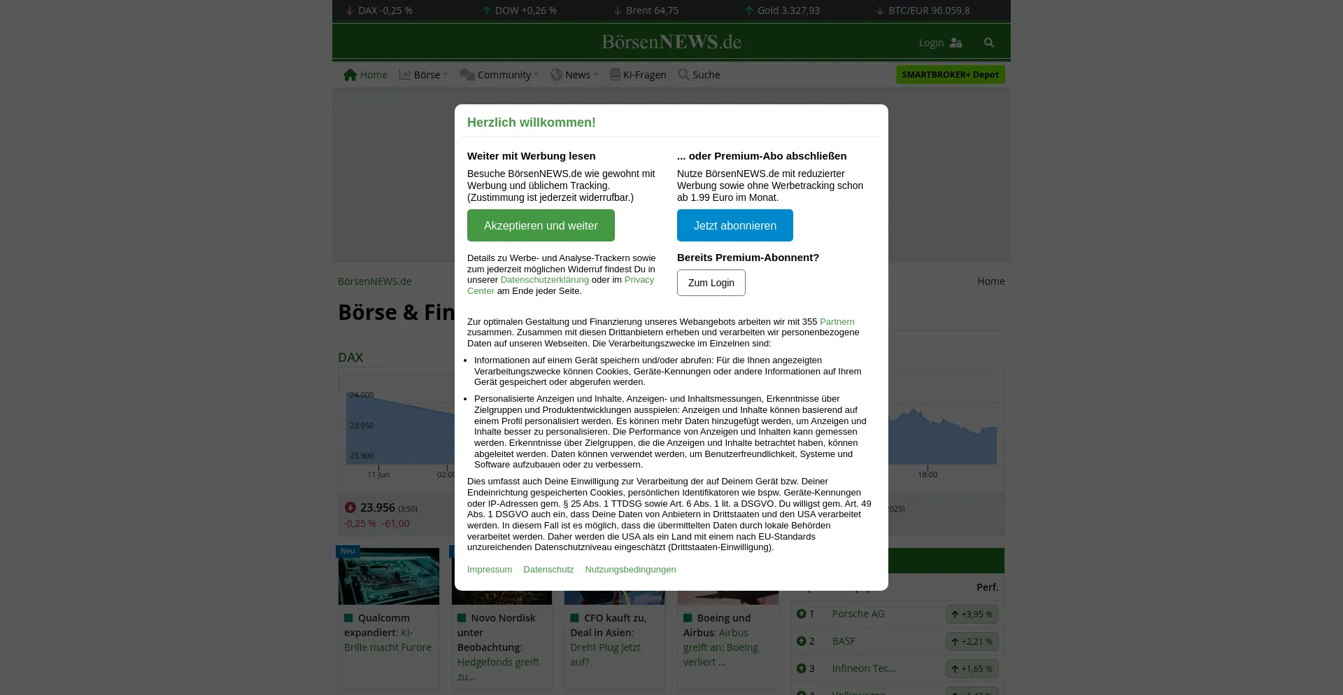 Website screenshot of Boersennews.de