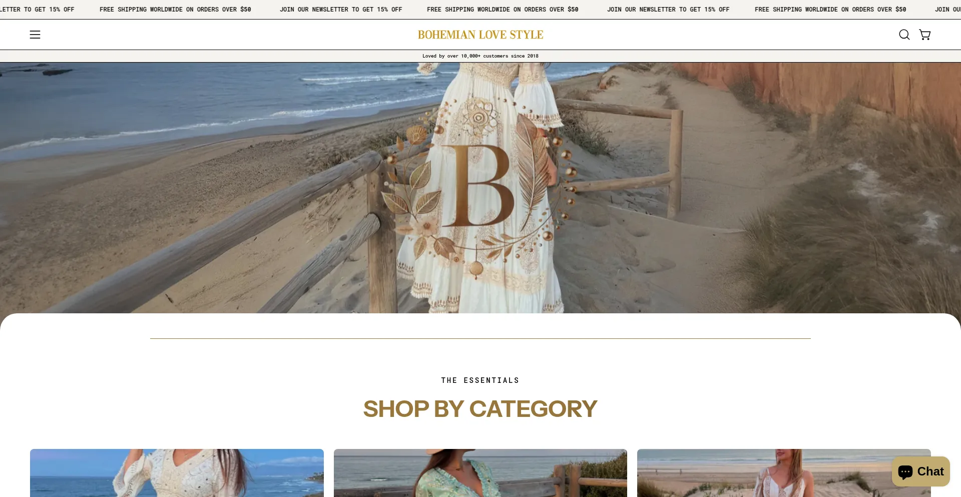 Website screenshot of Bohemianlovestyle.com