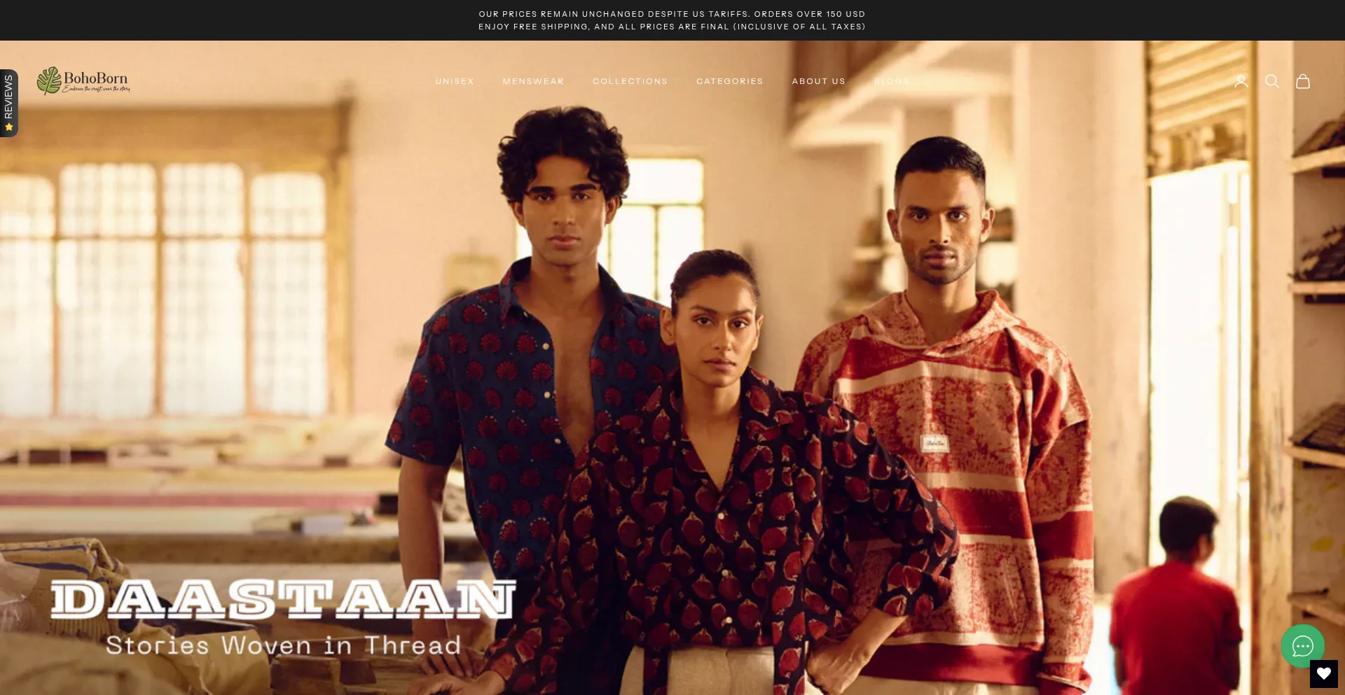 Website screenshot of Bohoborn.com