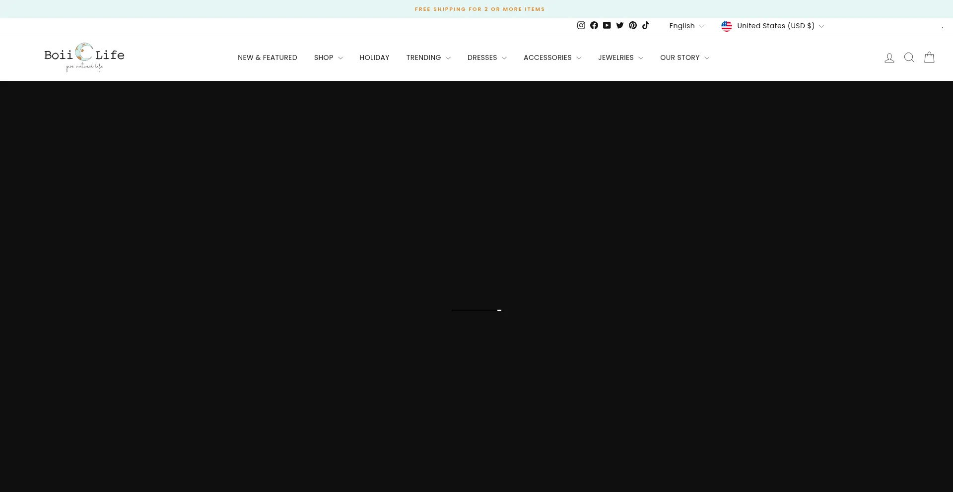 Website screenshot of Boiilife.com