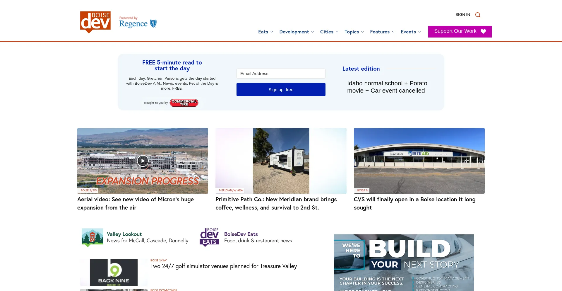 Website screenshot of Boisedev.com
