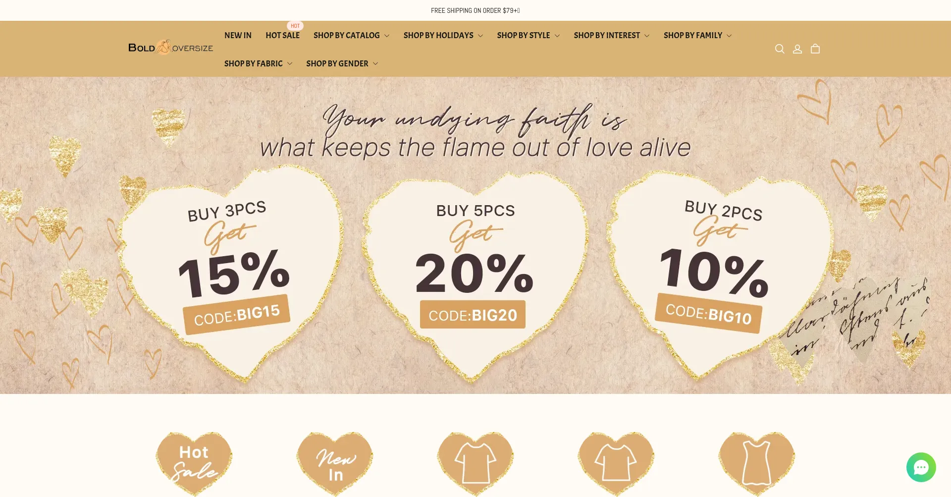 Website screenshot of Boldoversize.com