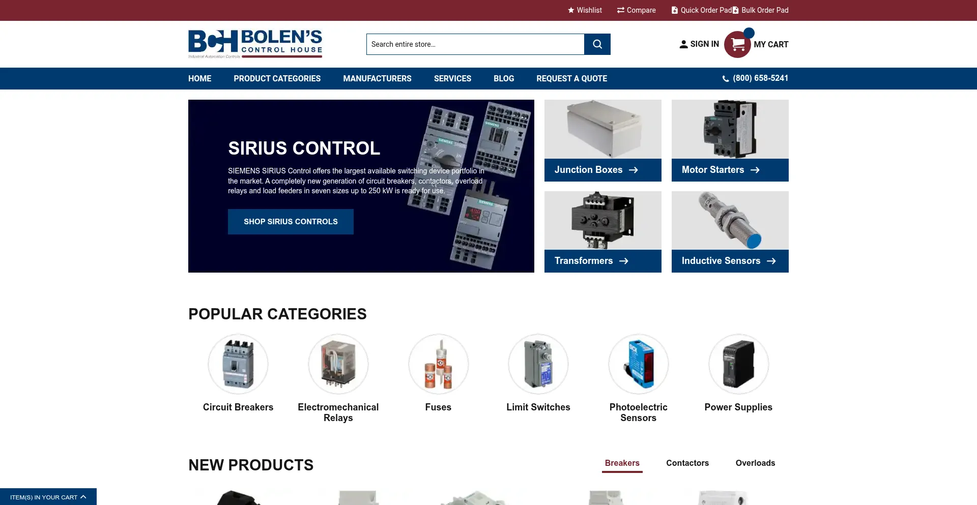 Website screenshot of Bolenscontrolhouse.com