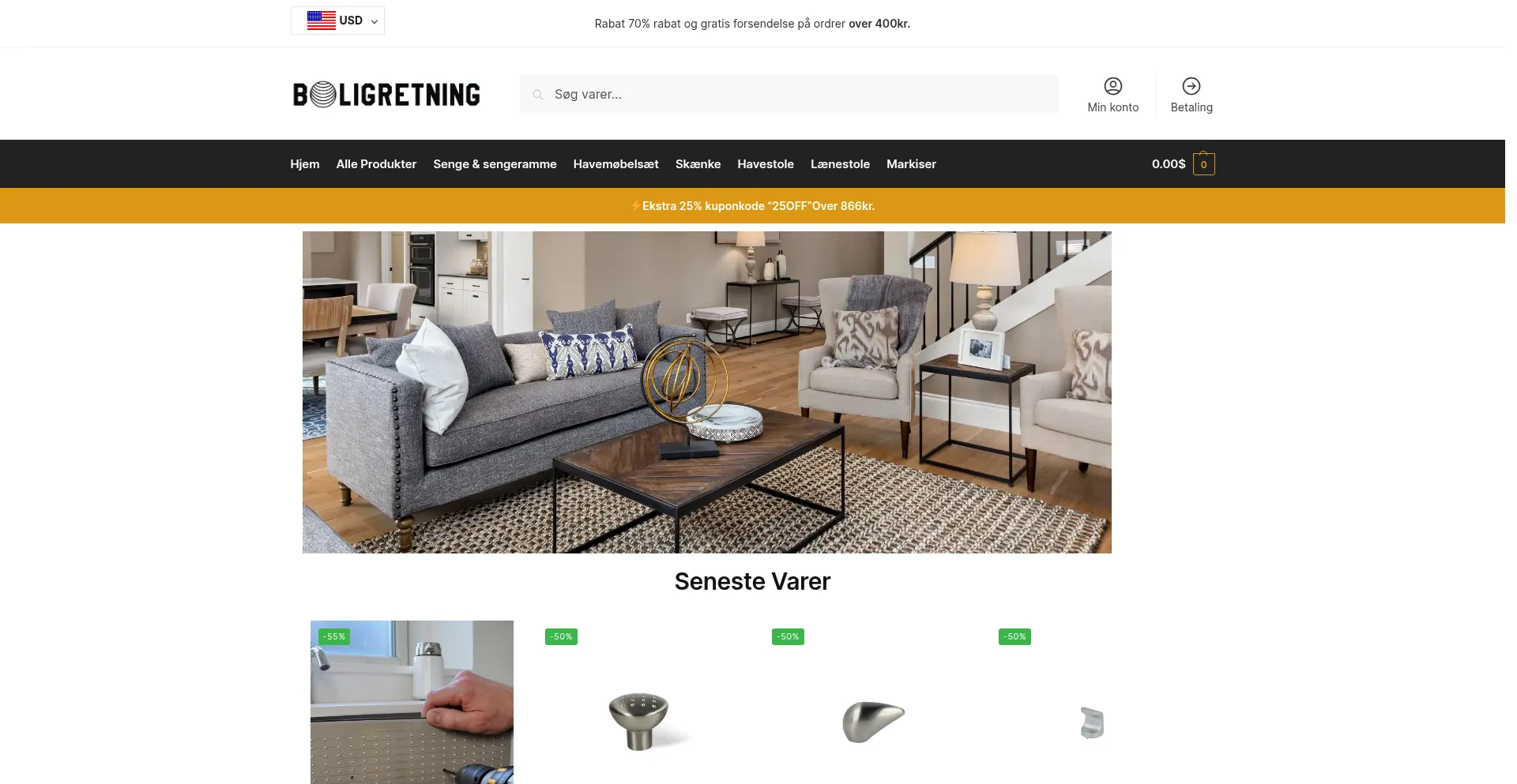Website screenshot of Boligretning.com