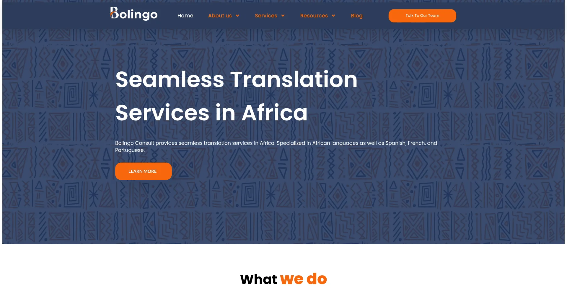 Website screenshot of Bolingoconsult.com
