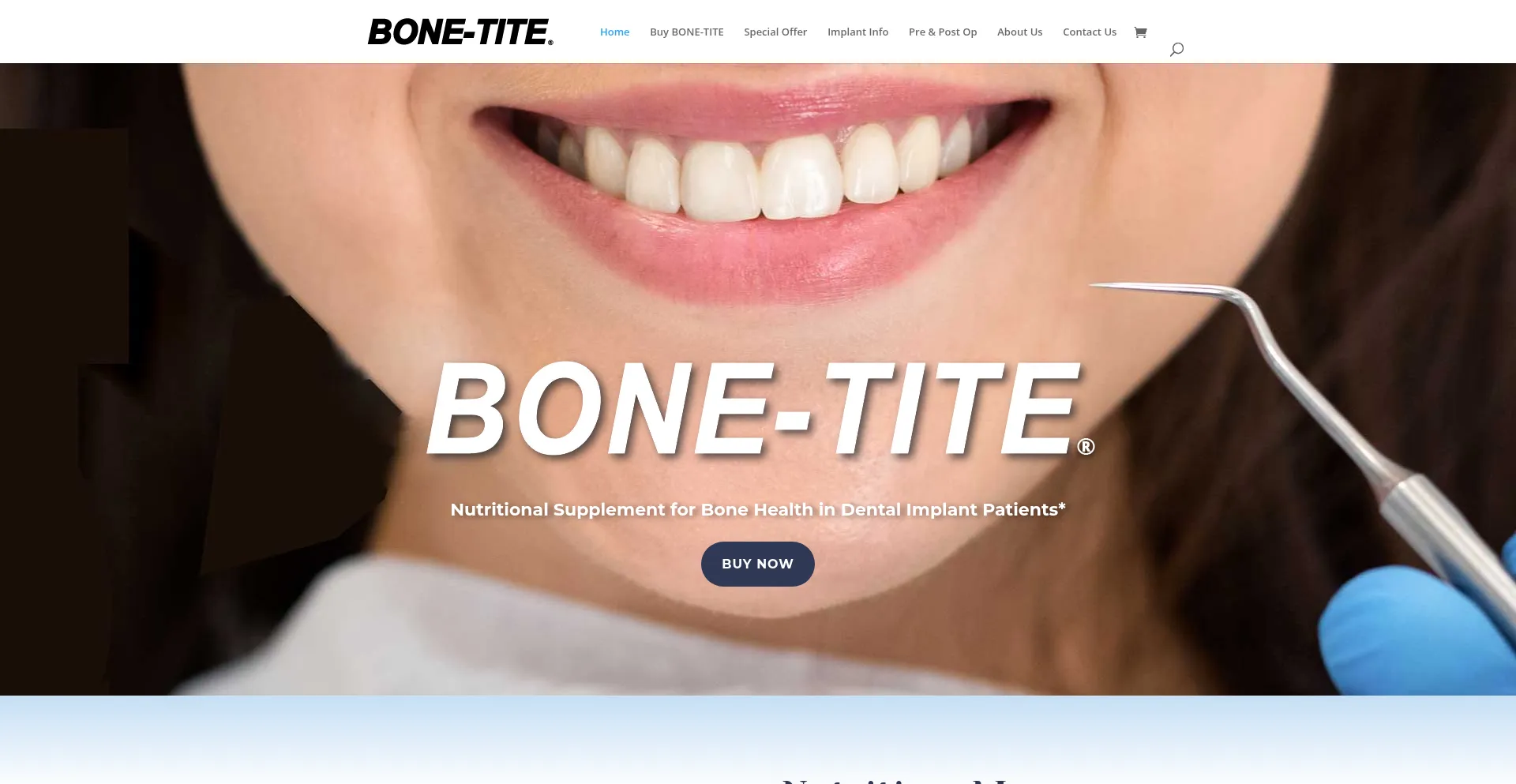 Website screenshot of Bonetite.com