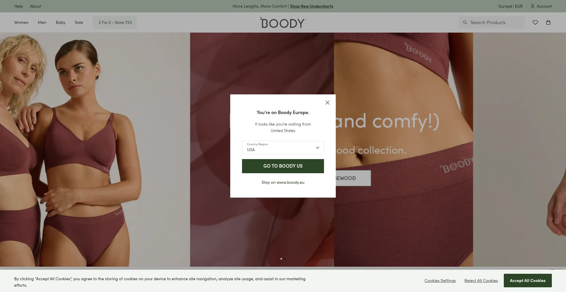 Website screenshot of Boody.eu