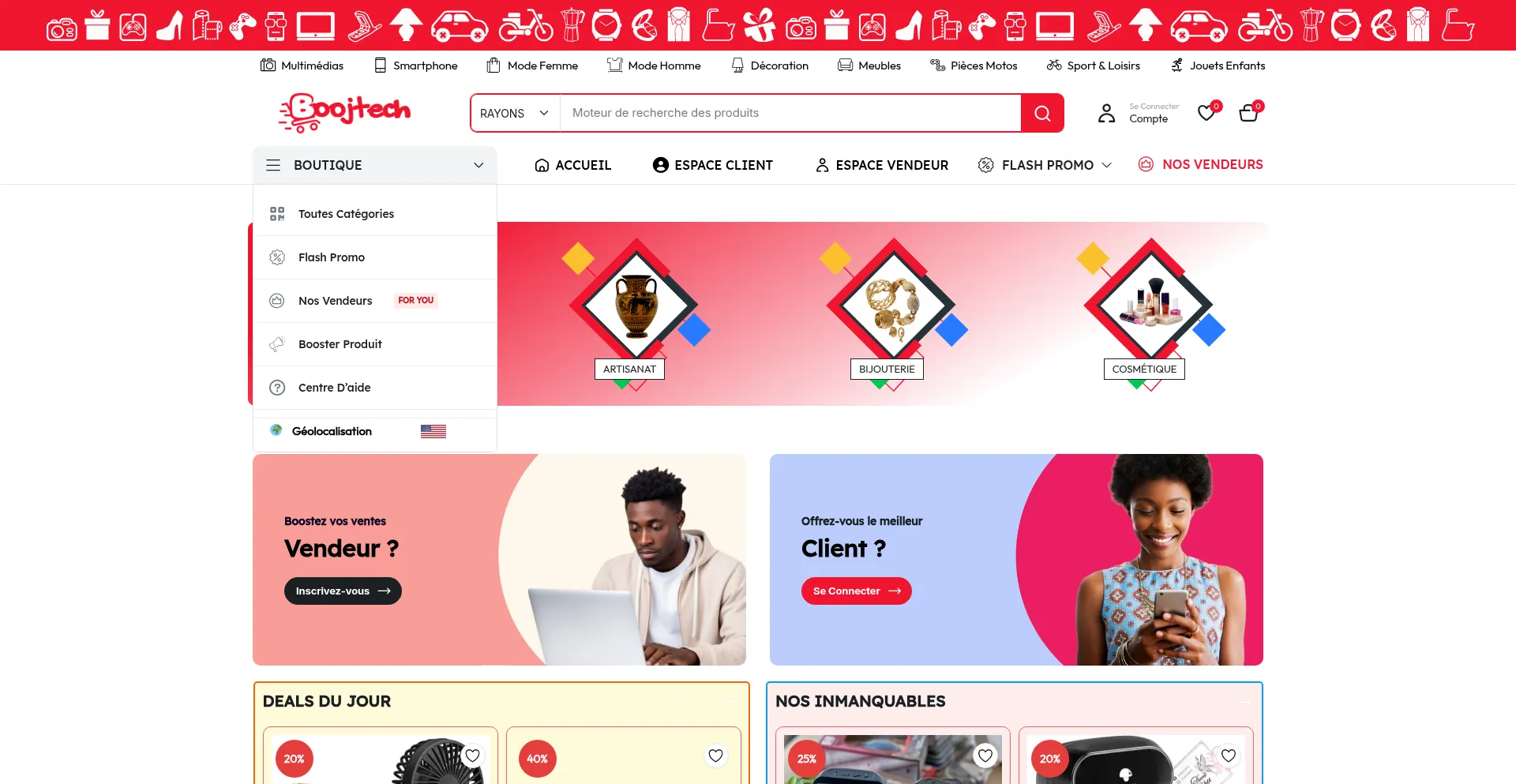 Website screenshot of Boojtech.co