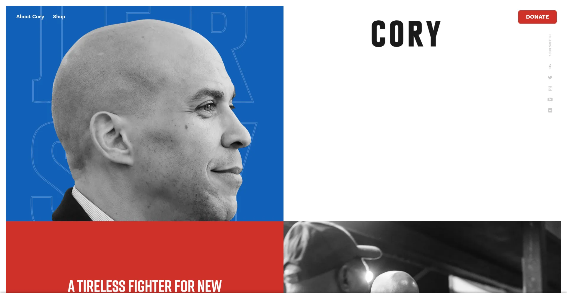 Website screenshot of Booker4senate.us