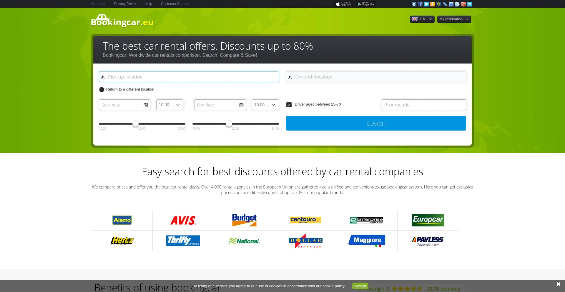 Website screenshot of Bookingcar.eu