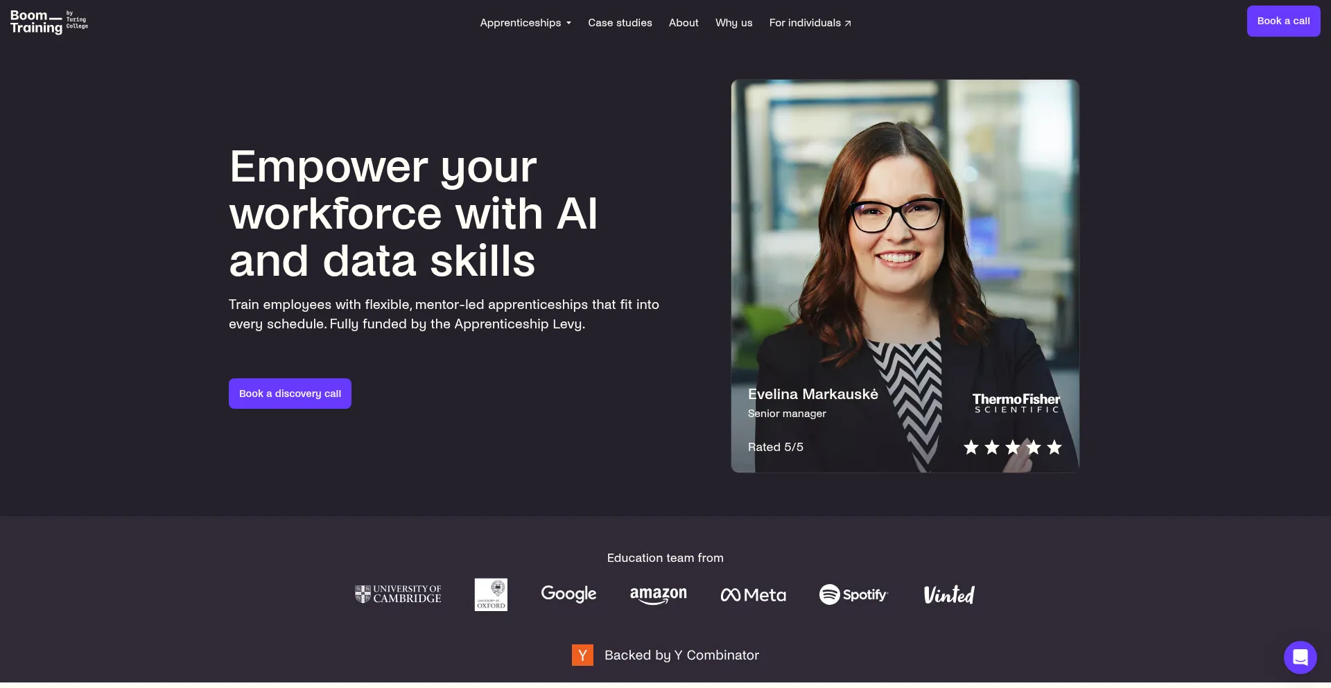 Website screenshot of Boom-training.com