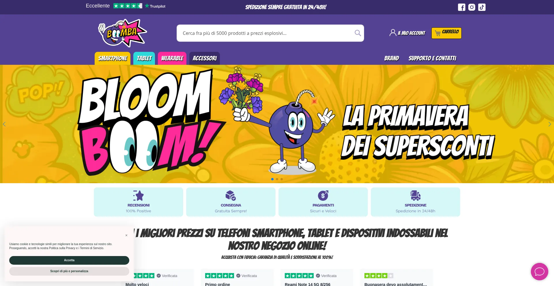Website screenshot of Boomba.it