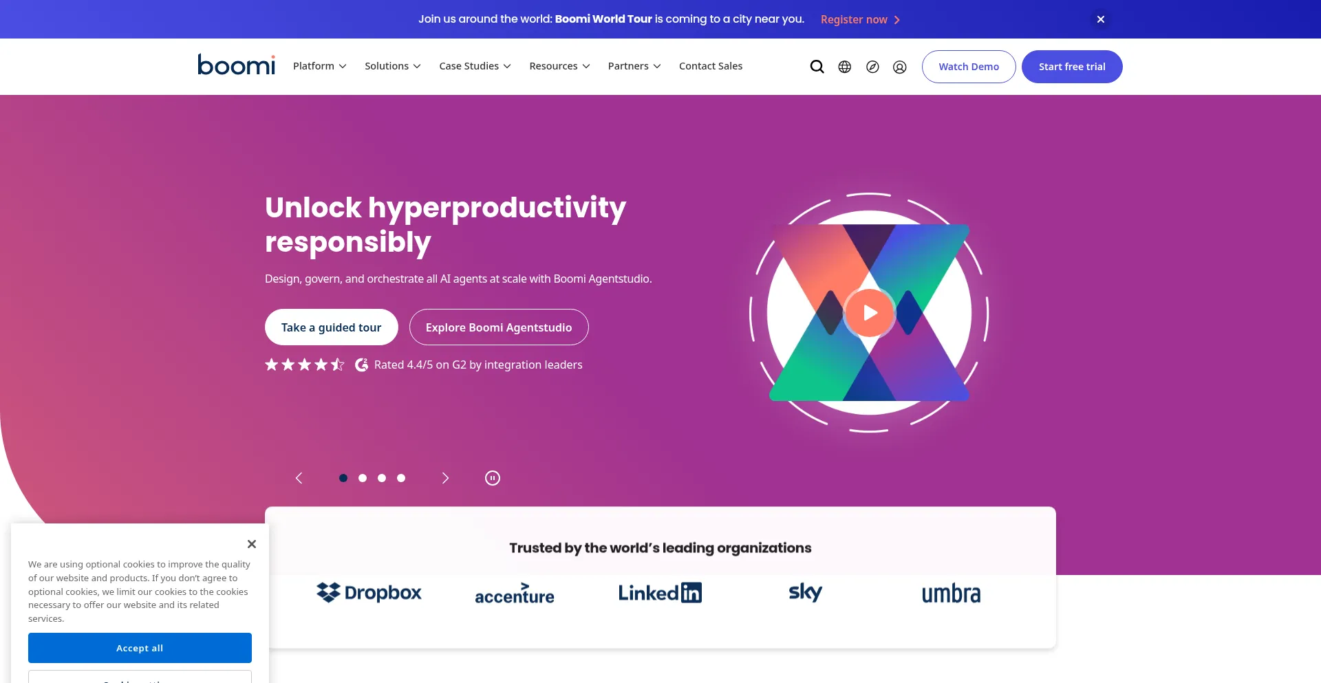 Website screenshot of Boomi.com
