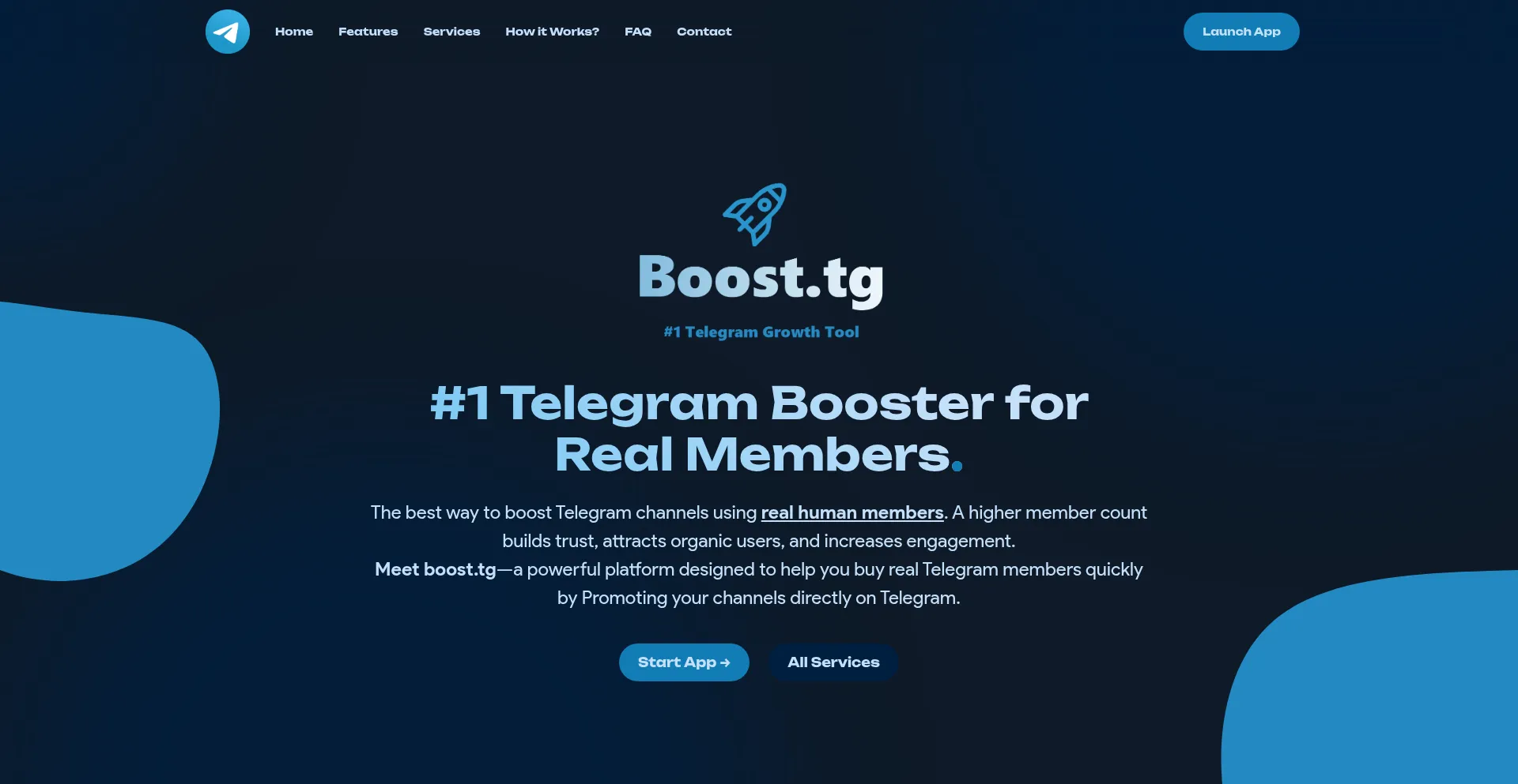 Website screenshot of Boost.tg