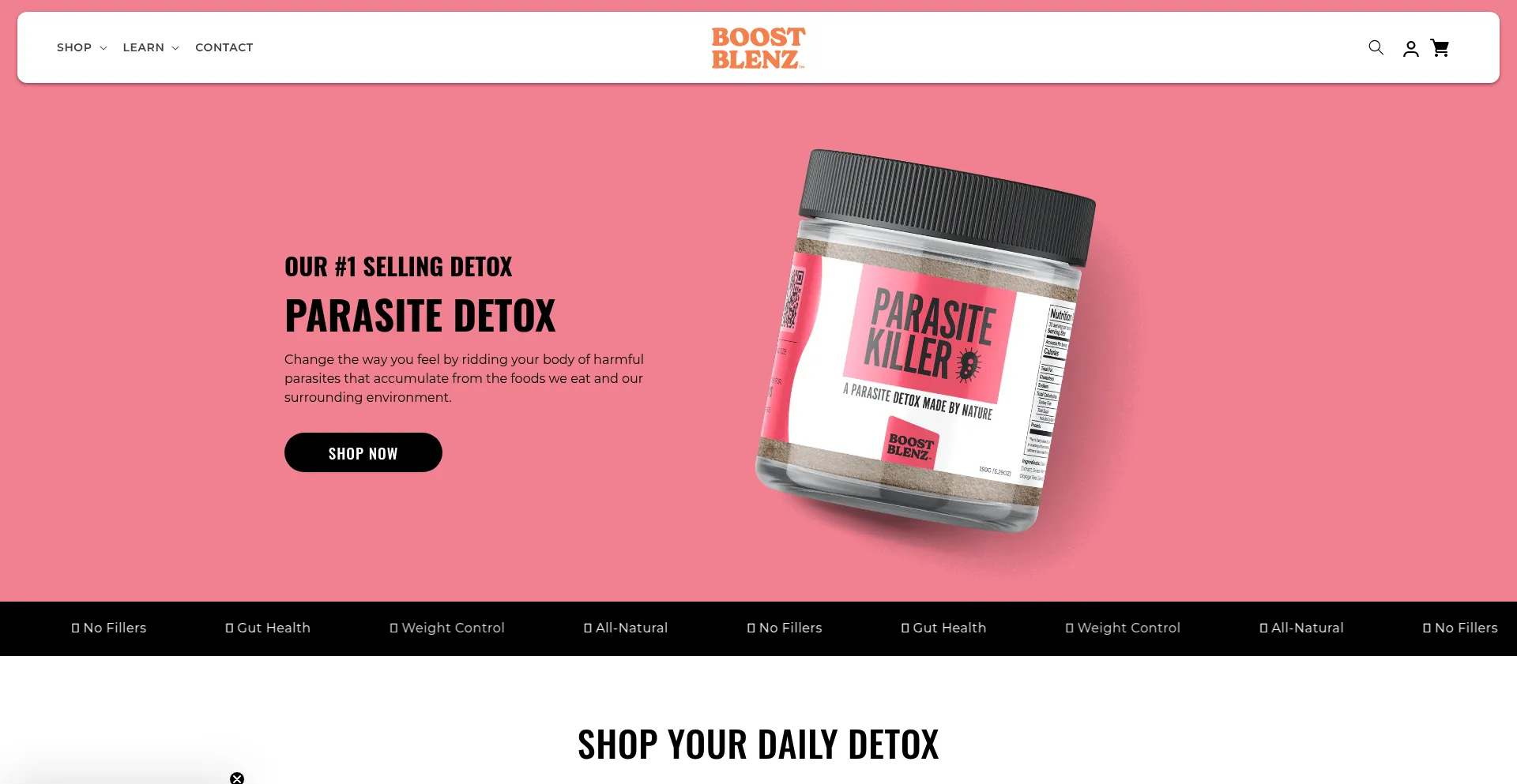 Website screenshot of Boostblenz.com