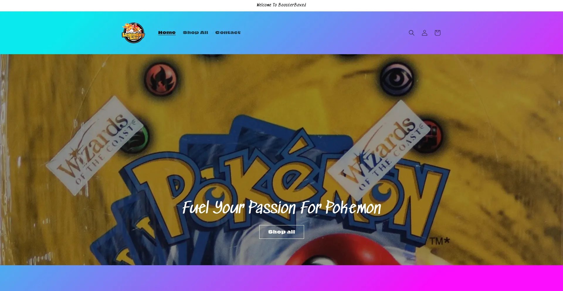 Website screenshot of Boosterboxed.com