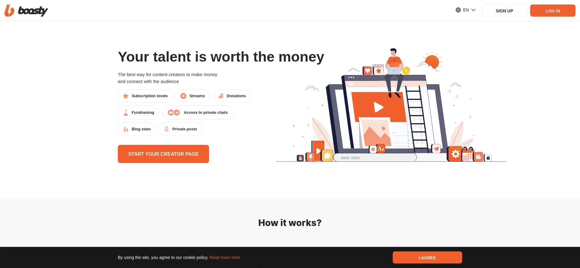 Website screenshot of Boosty.to