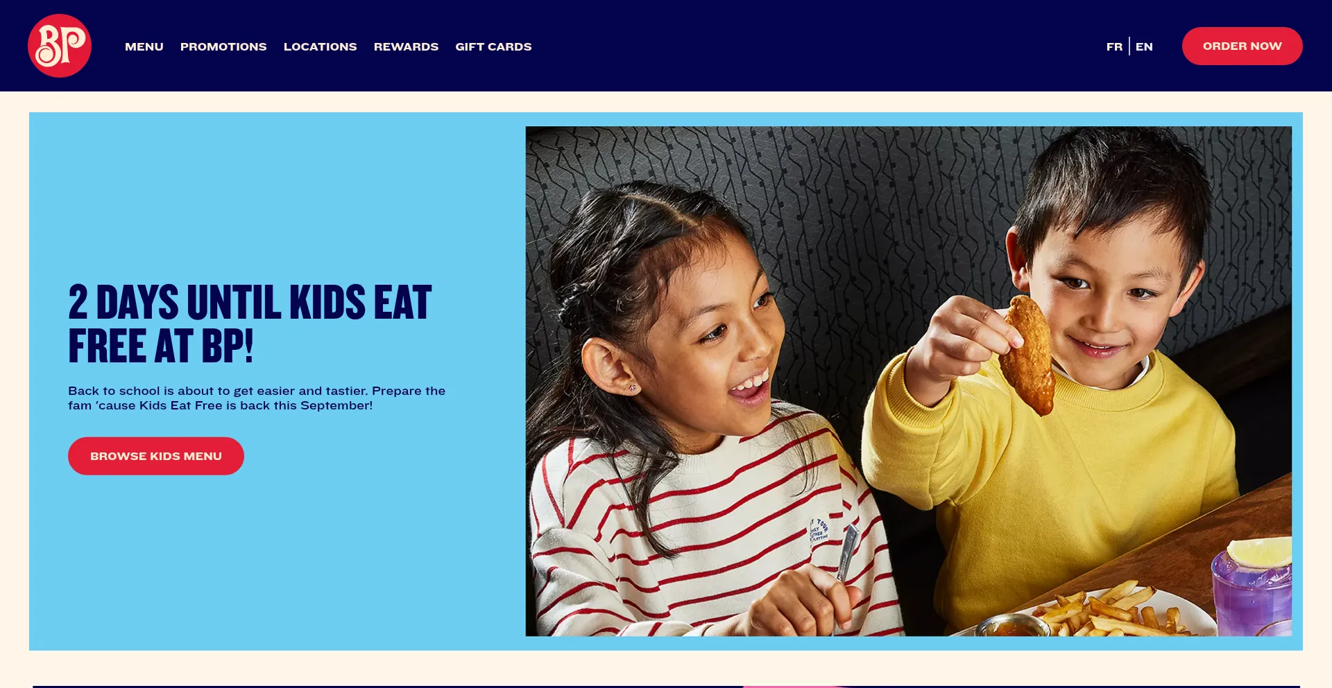 Website screenshot of Bostonpizza.com