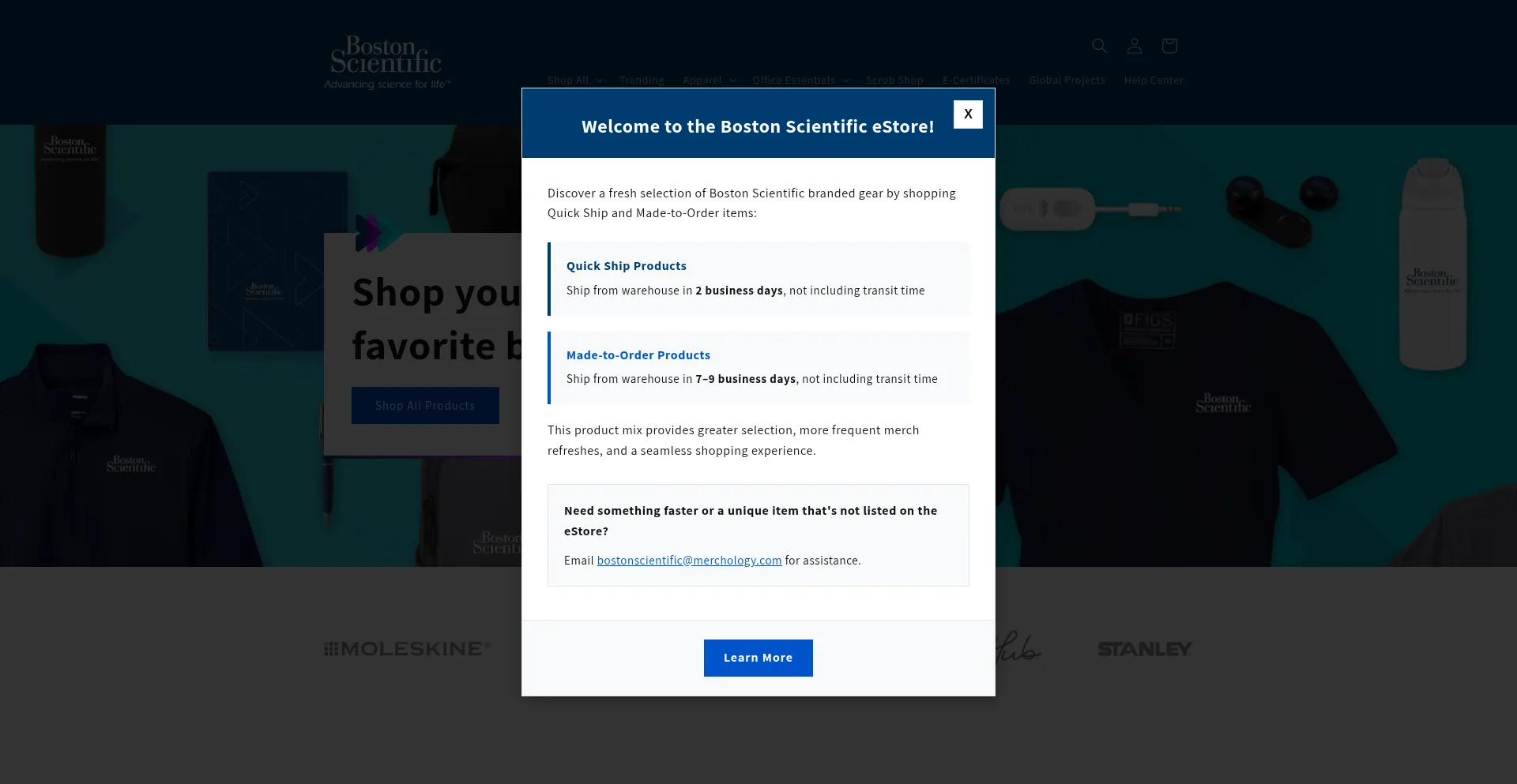 Bostonscientificmerch.com Screenshot