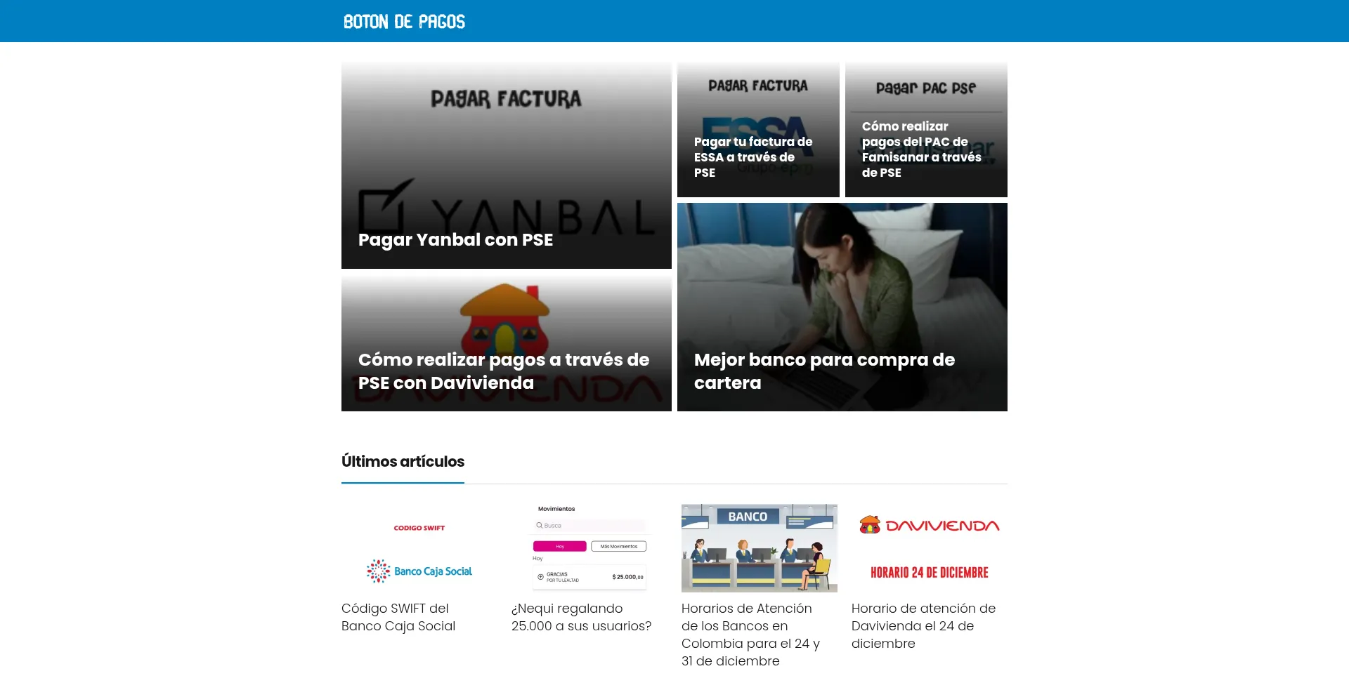 Website screenshot of Botondepagos.com.co